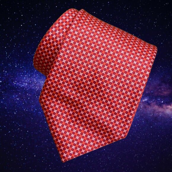 $590 New BRIONI Handmade Red White Micro squares Geometric Luxury Silk Tie Italy - Picture 1 of 12